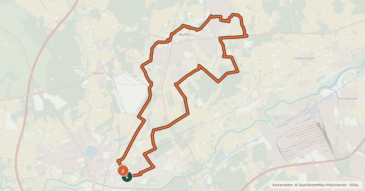 Kartenübersicht der Radroute Dorsten Tour 10