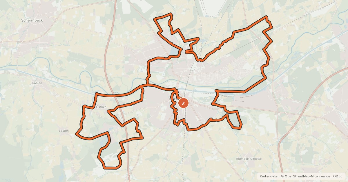 Kartenübersicht der Radroute Dorsten Tour 4