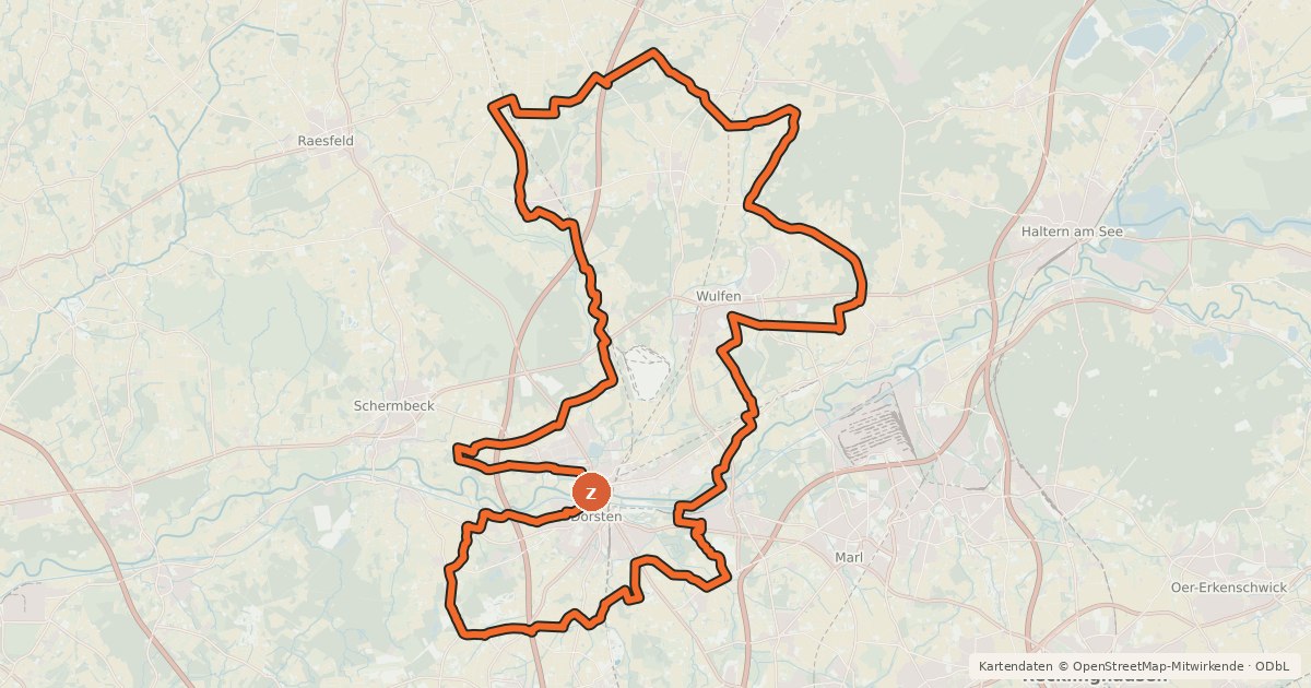 Kartenübersicht der Radroute Dorsten Tour 5