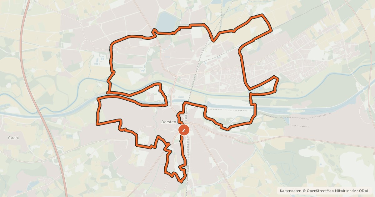 Kartenübersicht der Radroute Dorsten Tour 8