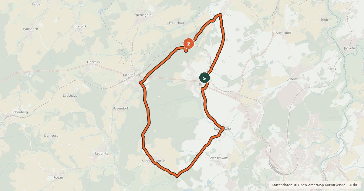 Kartenübersicht der Radroute Drachenradweg (kleine Runde)