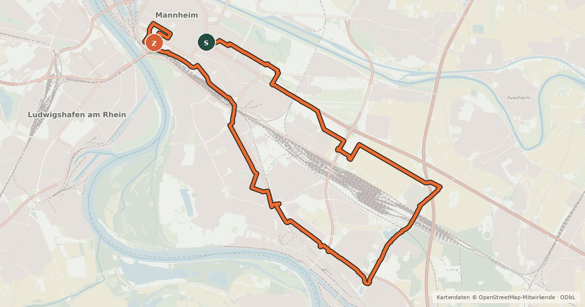 Kartenübersicht der Radroute Drais-Route