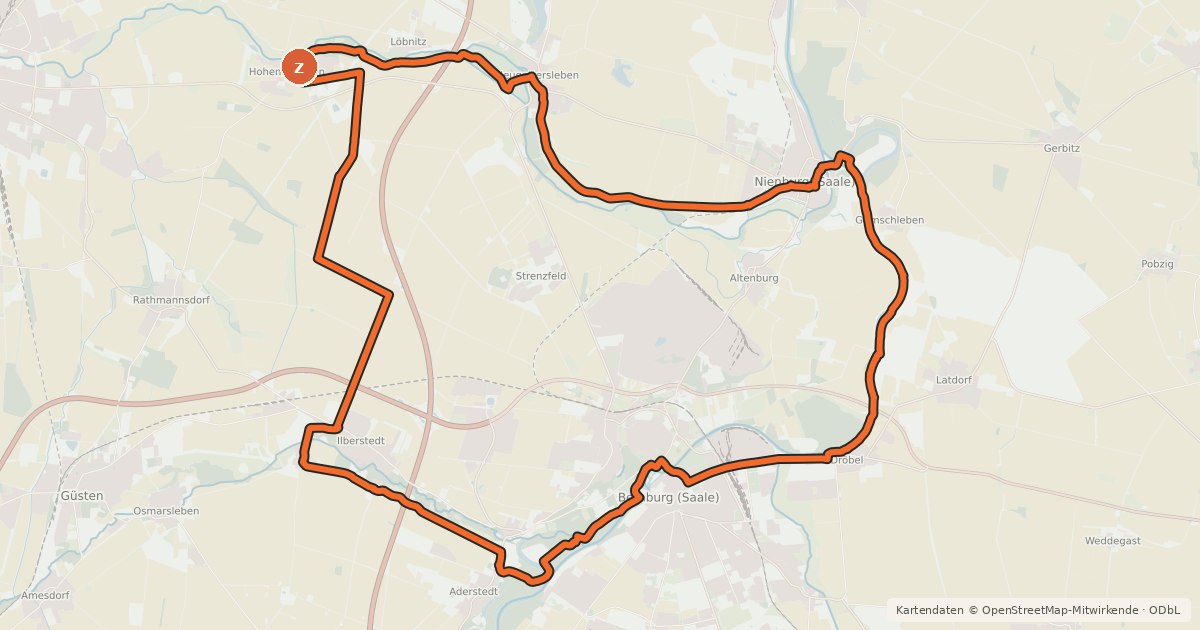 Kartenübersicht der Radroute Drei Flüsse Radweg