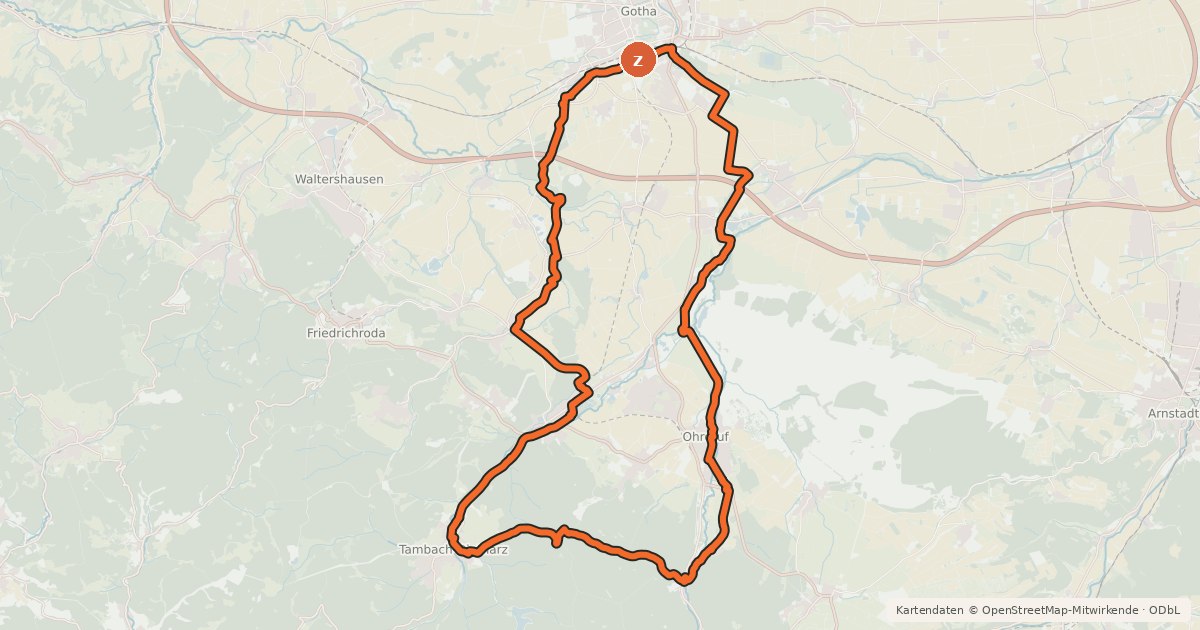 Kartenübersicht der Radroute Drei-Städte-Tour