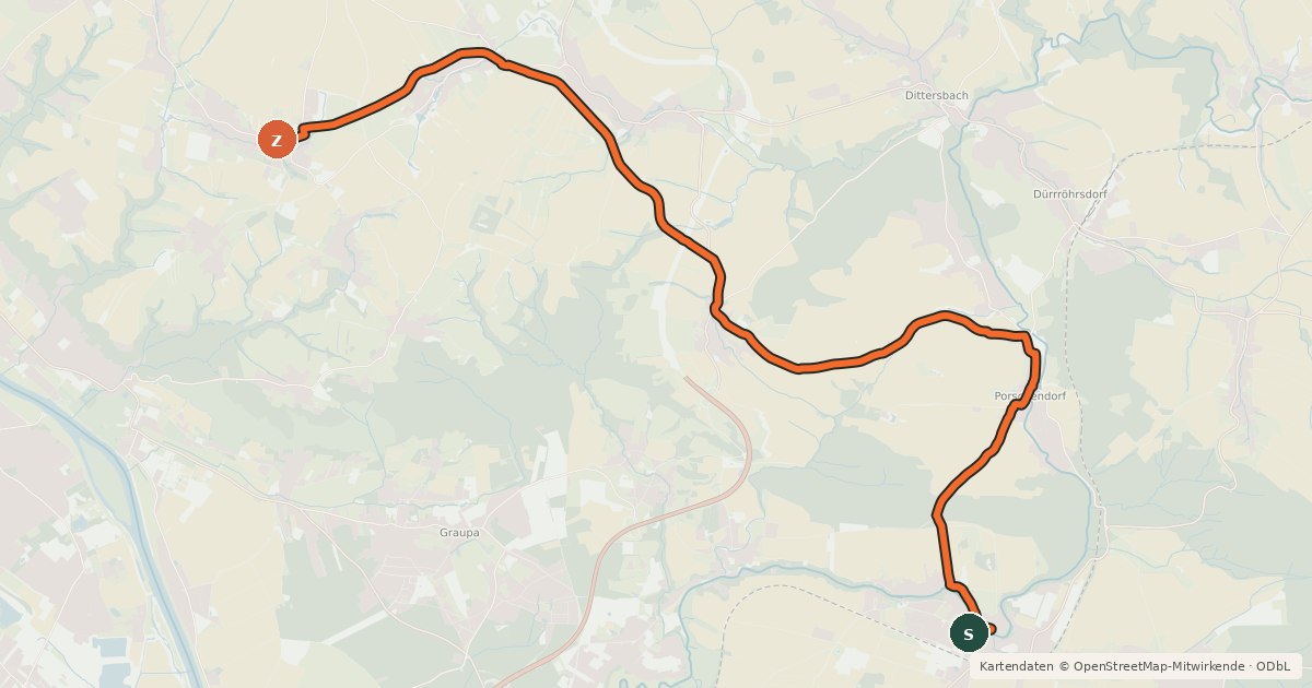Kartenübersicht der Radroute Dresden–Bastei-Radroute