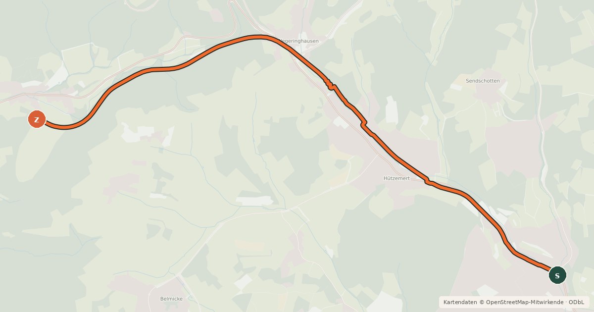 Kartenübersicht der Radroute Drolshagen (02) - Bergneustadt-Pernze (36)