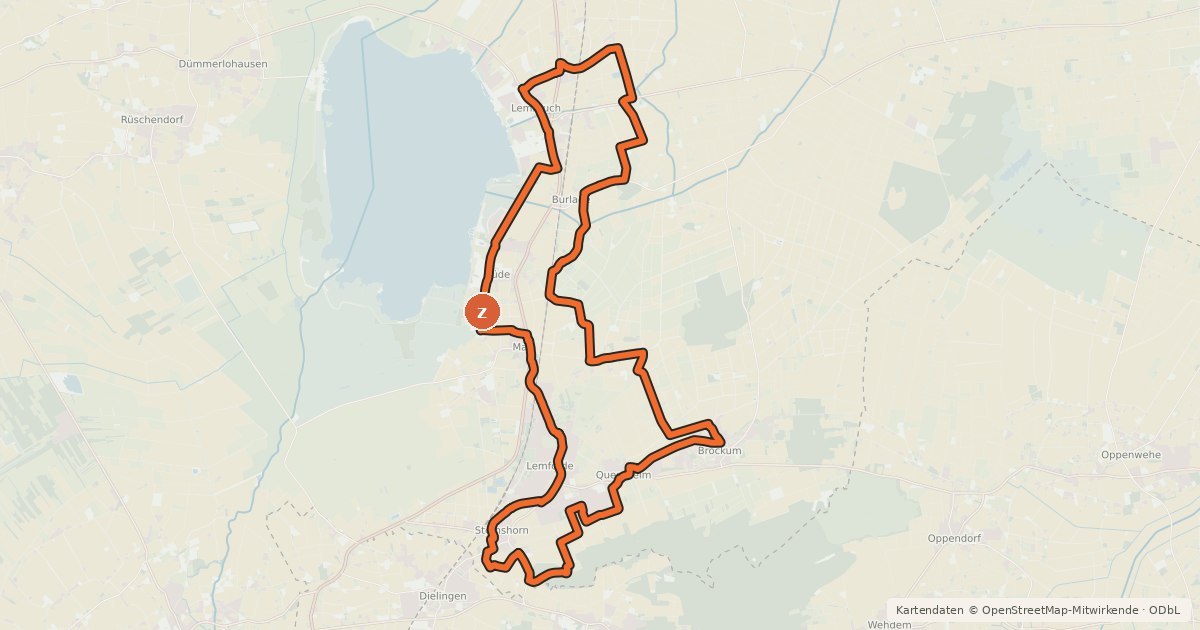 Kartenübersicht der Radroute Dümmer-Dörfer-Tour
