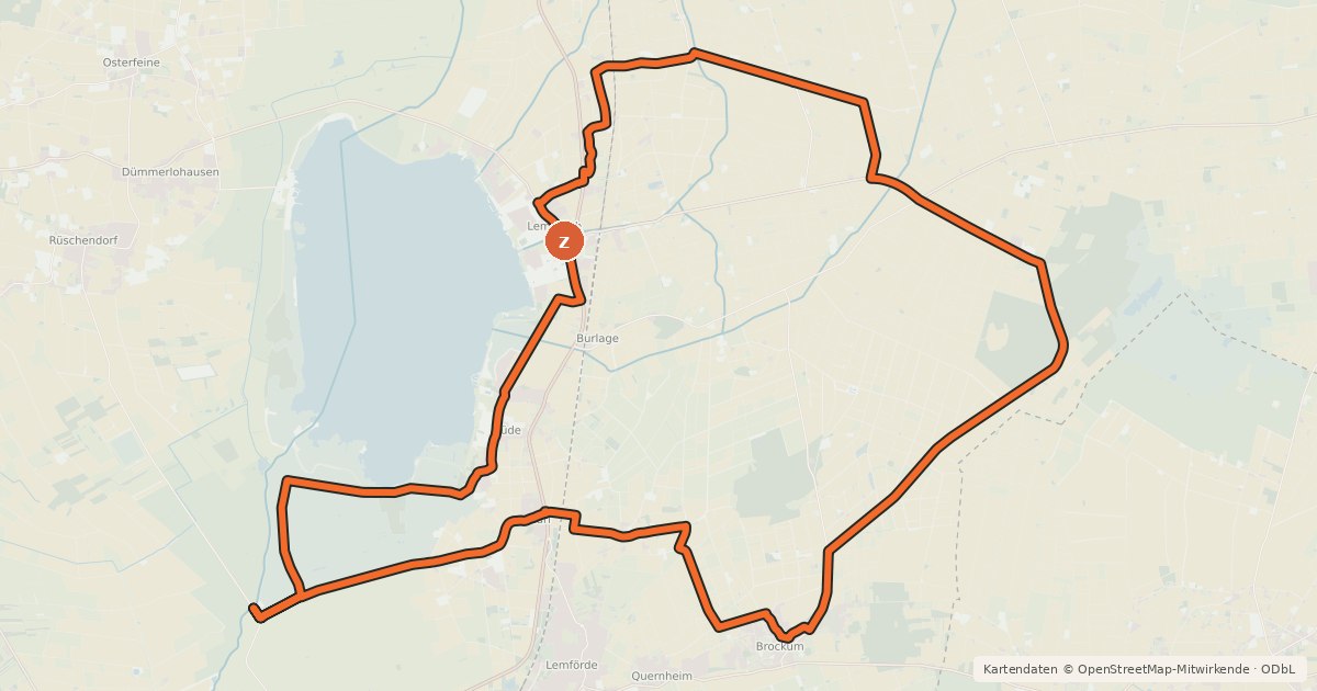 Kartenübersicht der Radroute Dümmer-Moortour