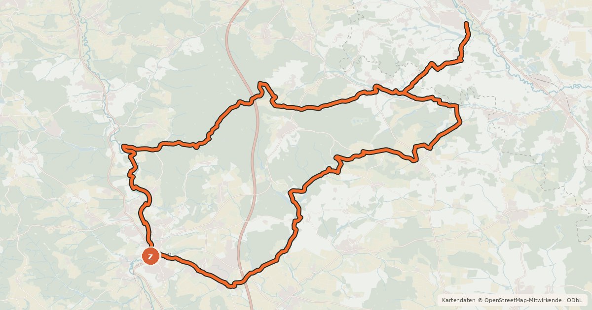 Kartenübersicht der Radroute Durch Wald und Feld zu Seen und Weihern