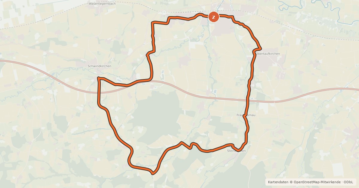 Kartenübersicht der Radroute Durchs Ornautal
