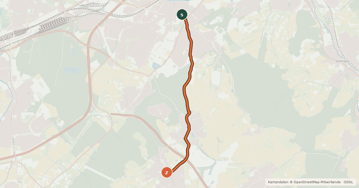 Kartenübersicht der Radroute Durlach-Hohenw.-Grünwettersbach