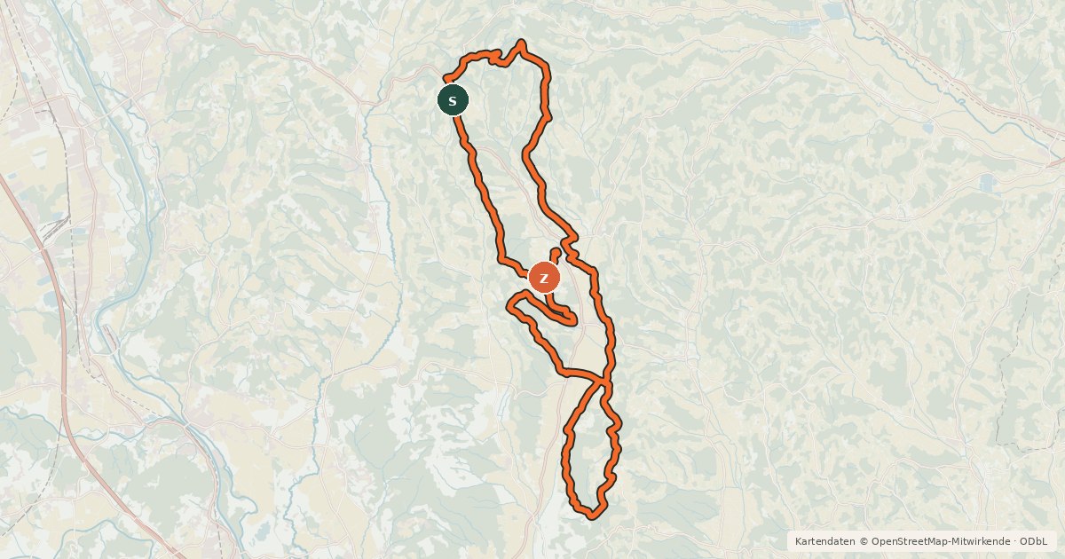 Kartenübersicht der Radroute Dursttour