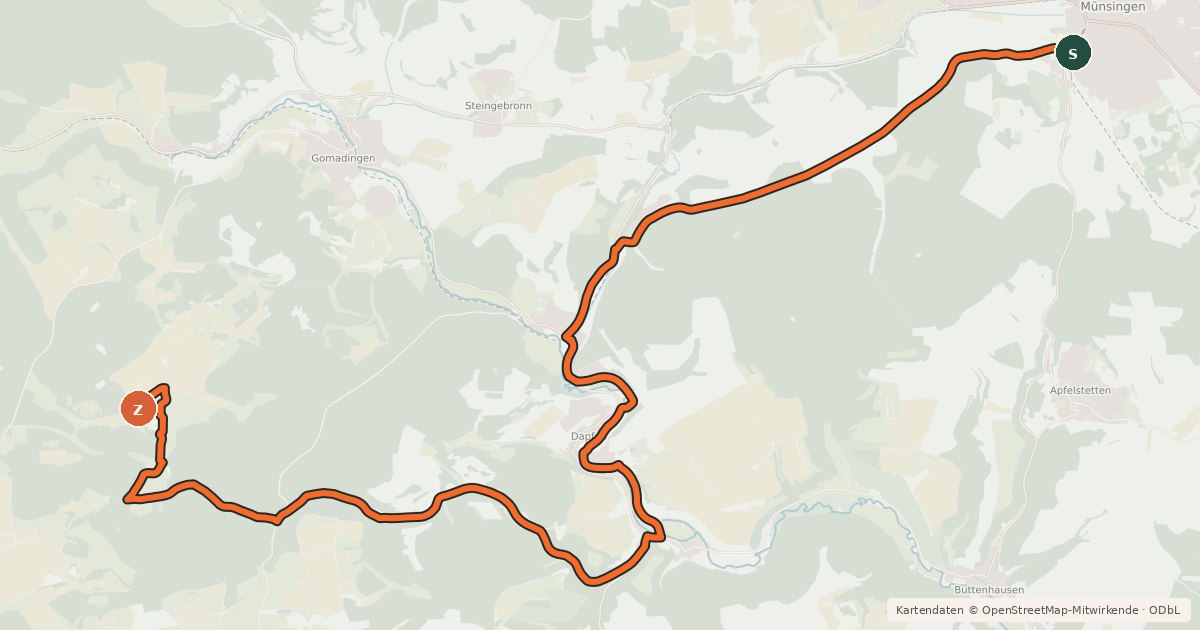 Kartenübersicht der Radroute e-Bike Tour 2 - Märchenschloss Lichtenstein