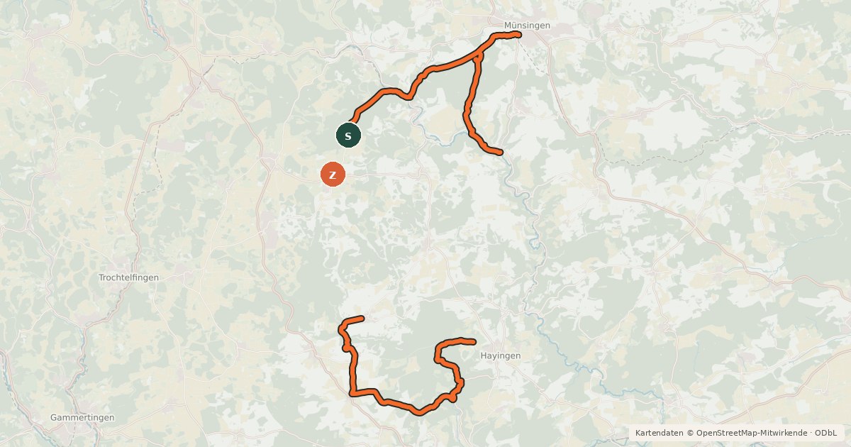 Kartenübersicht der Radroute e-Bike Tour 4 - Burgen im Großen Lautertal - Wimsen - Marbach