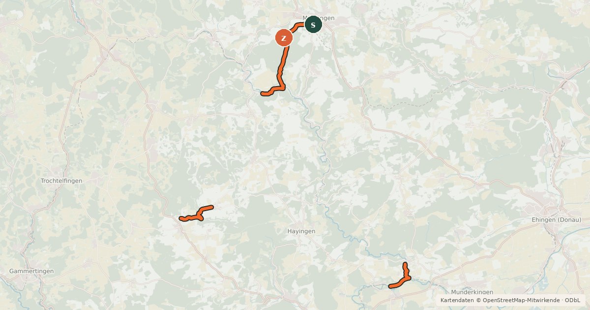 Kartenübersicht der Radroute e-Bike Tour 6 - Albhof-Tour