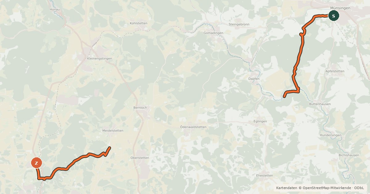 Kartenübersicht der Radroute e-Bike Tour 7 - Alb-Gold Tour