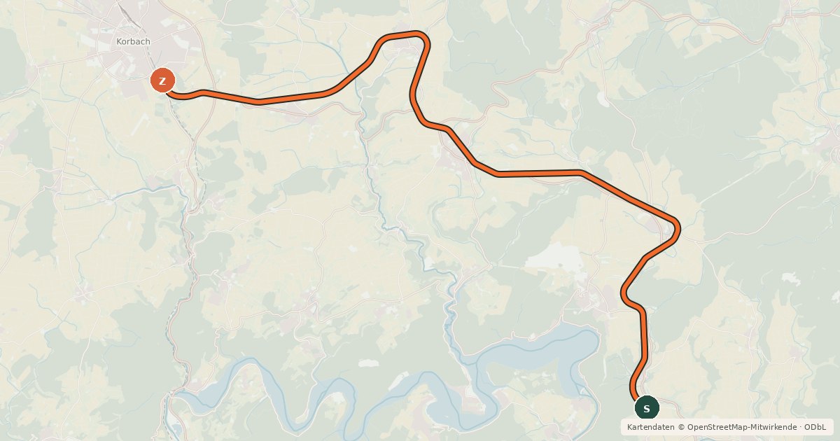 Kartenübersicht der Radroute Ederseebahn-Radweg