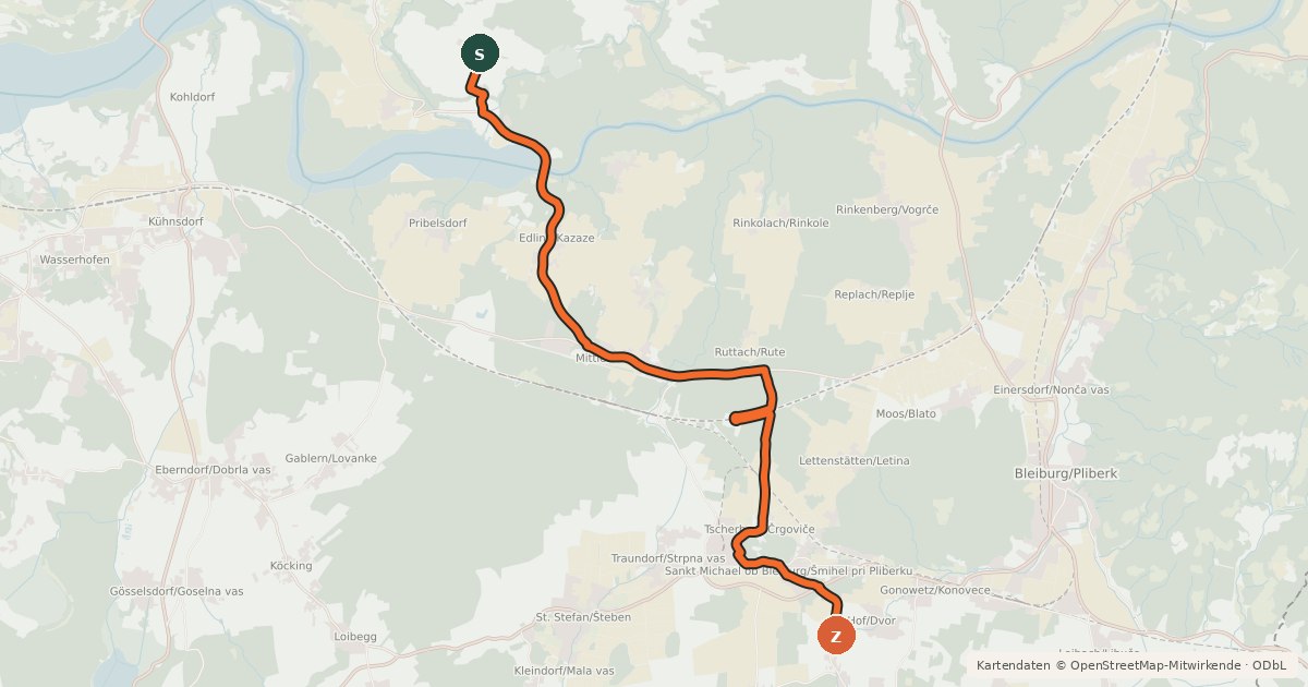 Kartenübersicht der Radroute Edlingerweg