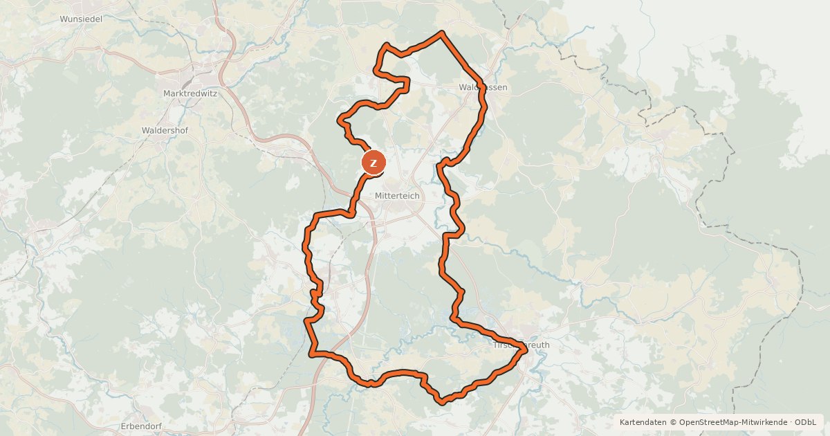 Kartenübersicht der Radroute Egergraben-Radweg