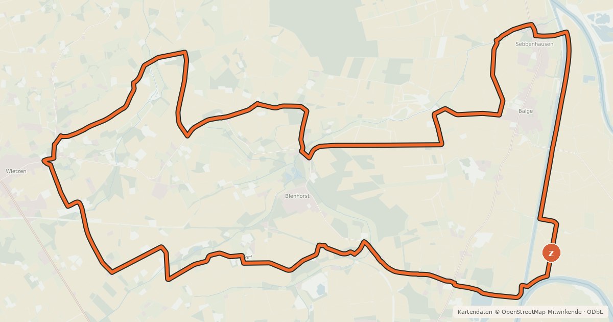 Kartenübersicht der Radroute Eichen Tour
