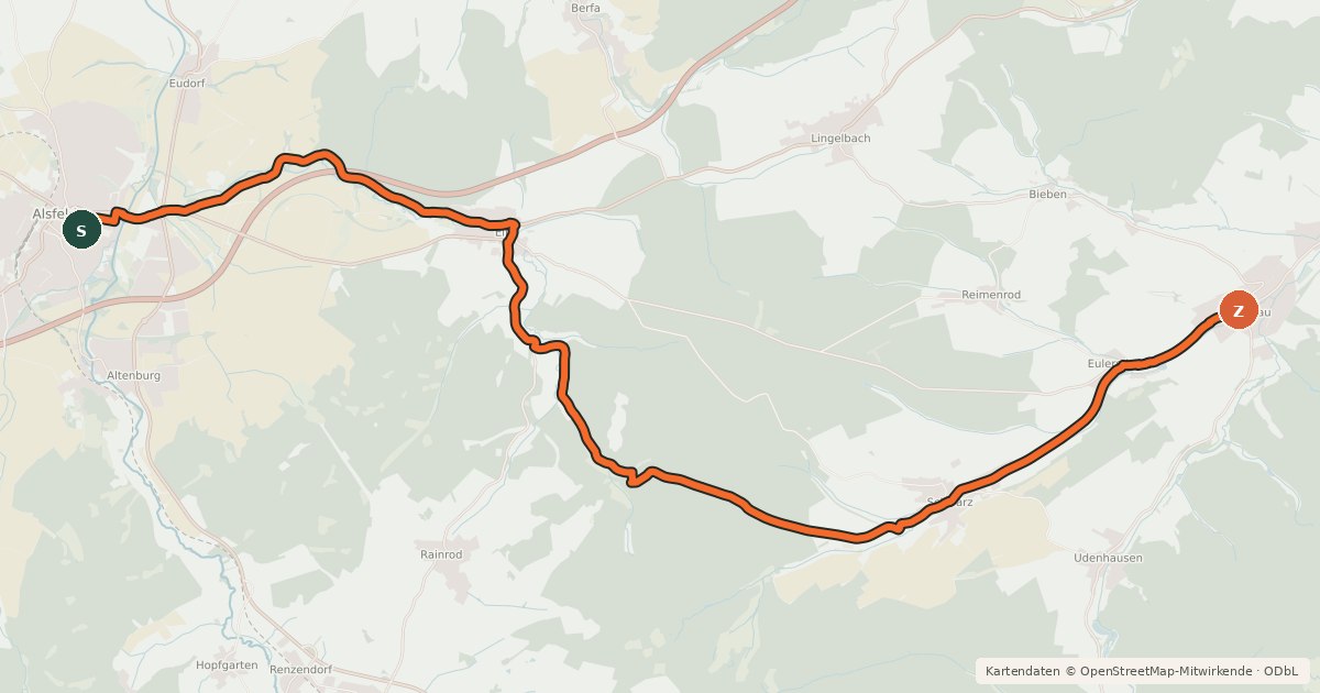 Kartenübersicht der Radroute Eifa-Tour