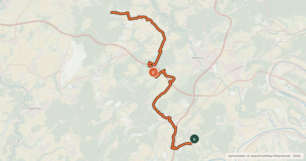 Kartenübersicht der Radroute Eifel Pilger Radweg