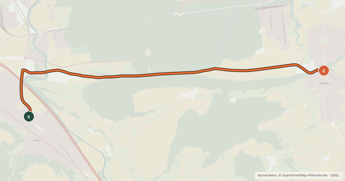Kartenübersicht der Radroute Eiken-Laufenburg