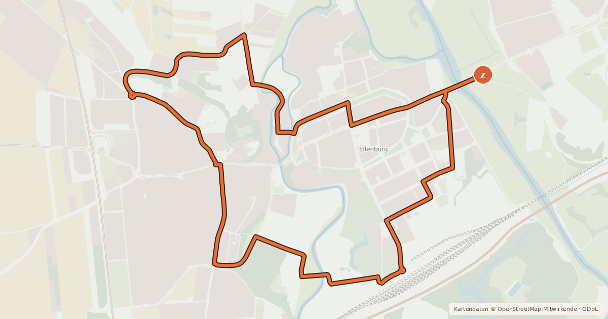 Kartenübersicht der Radroute Eilenburger Schleife