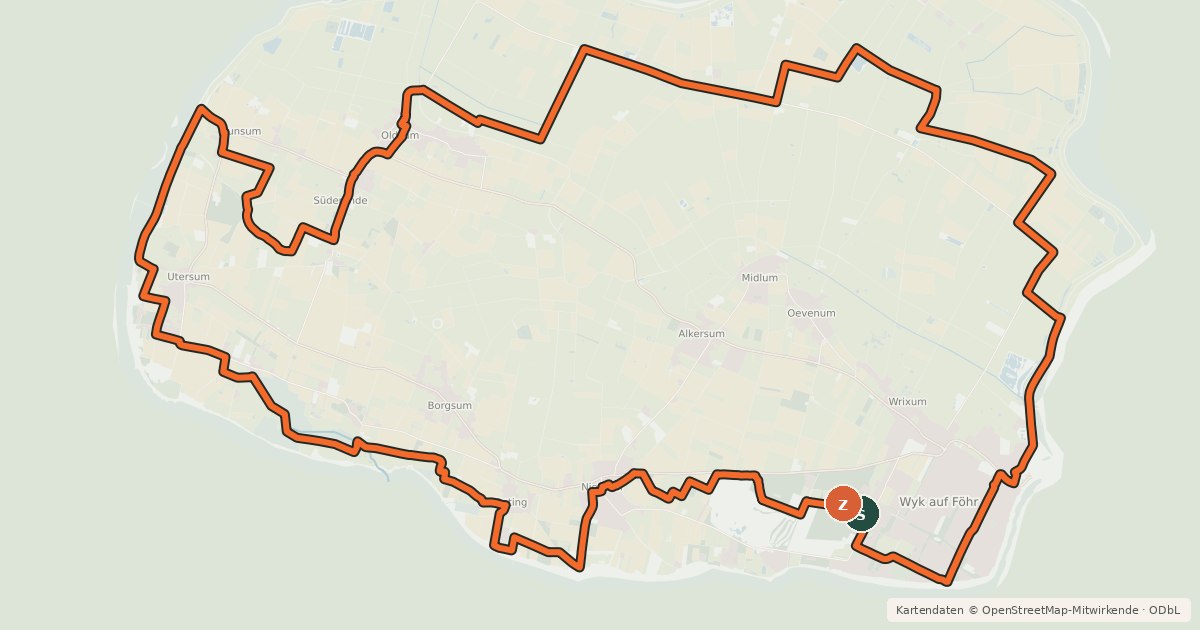 Kartenübersicht der Radroute Eilun Tour