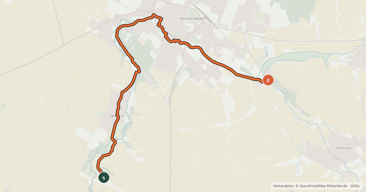 Kartenübersicht der Radroute Eine-Radweg