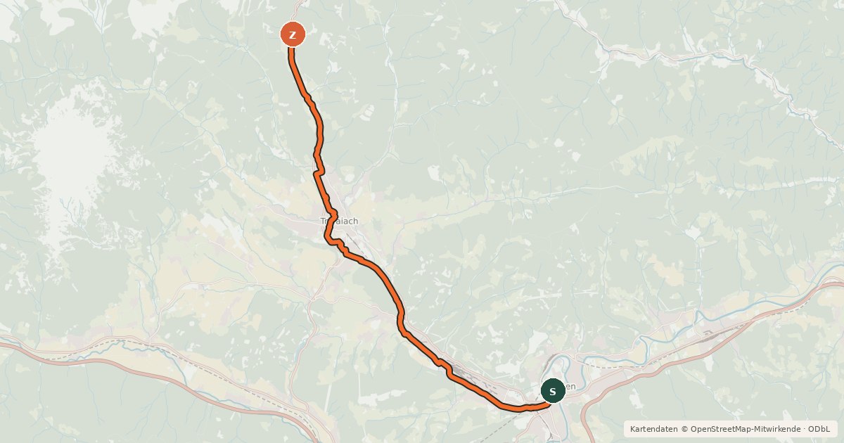 Kartenübersicht der Radroute Eisenstraßenradweg