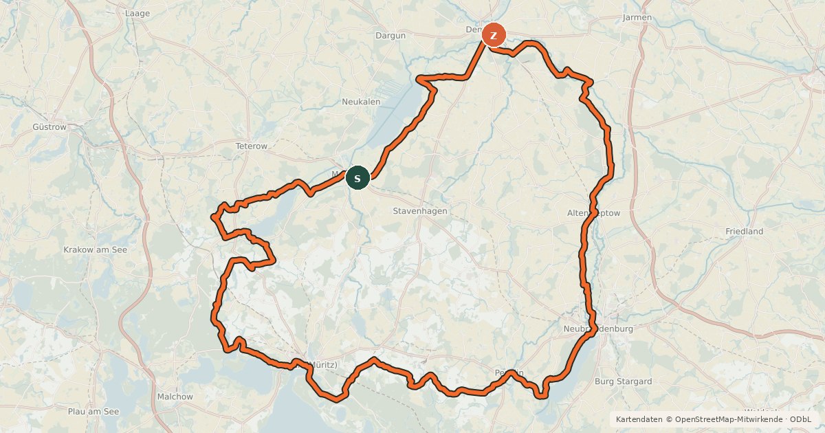 Kartenübersicht der Radroute Eiszeitroute (Rundroute 1)