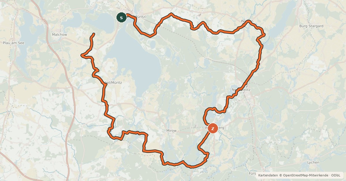 Kartenübersicht der Radroute Eiszeitroute (Rundroute 2)