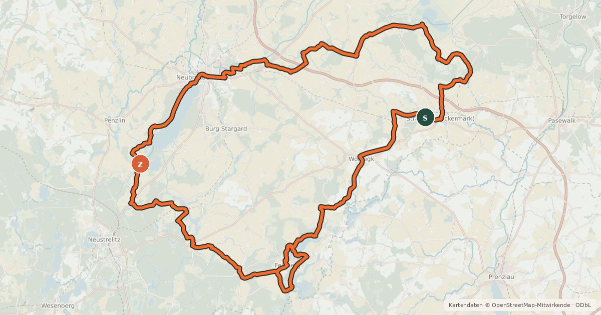 Kartenübersicht der Radroute Eiszeitroute (Rundroute 4)