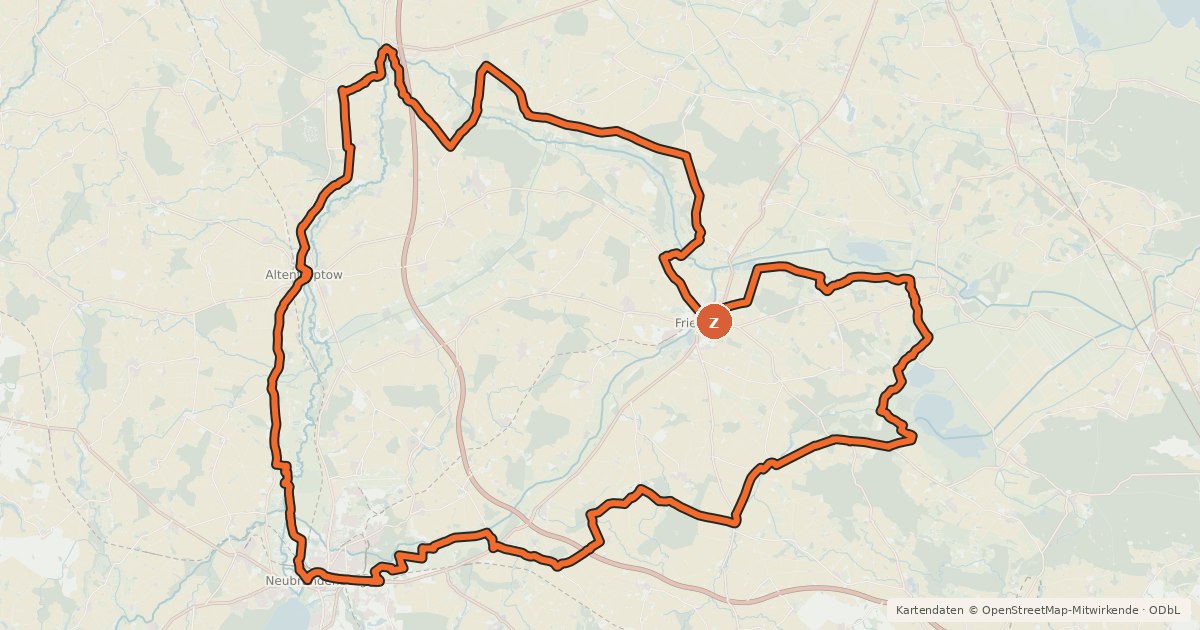 Kartenübersicht der Radroute Eiszeitroute (Rundroute 5)