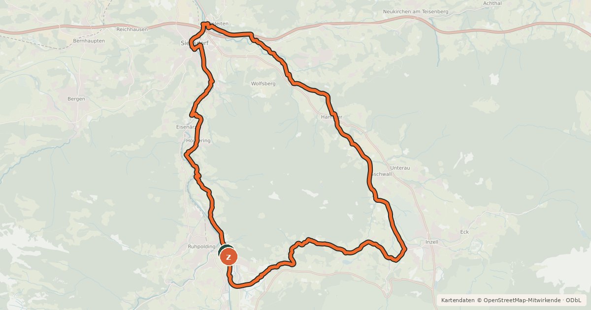 Kartenübersicht der Radroute Eiszeitrunde