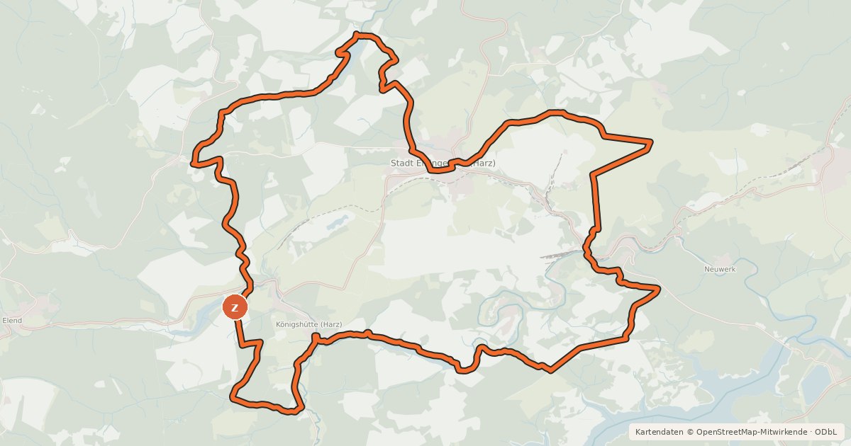 Kartenübersicht der Radroute EL1 Bodfeldtour