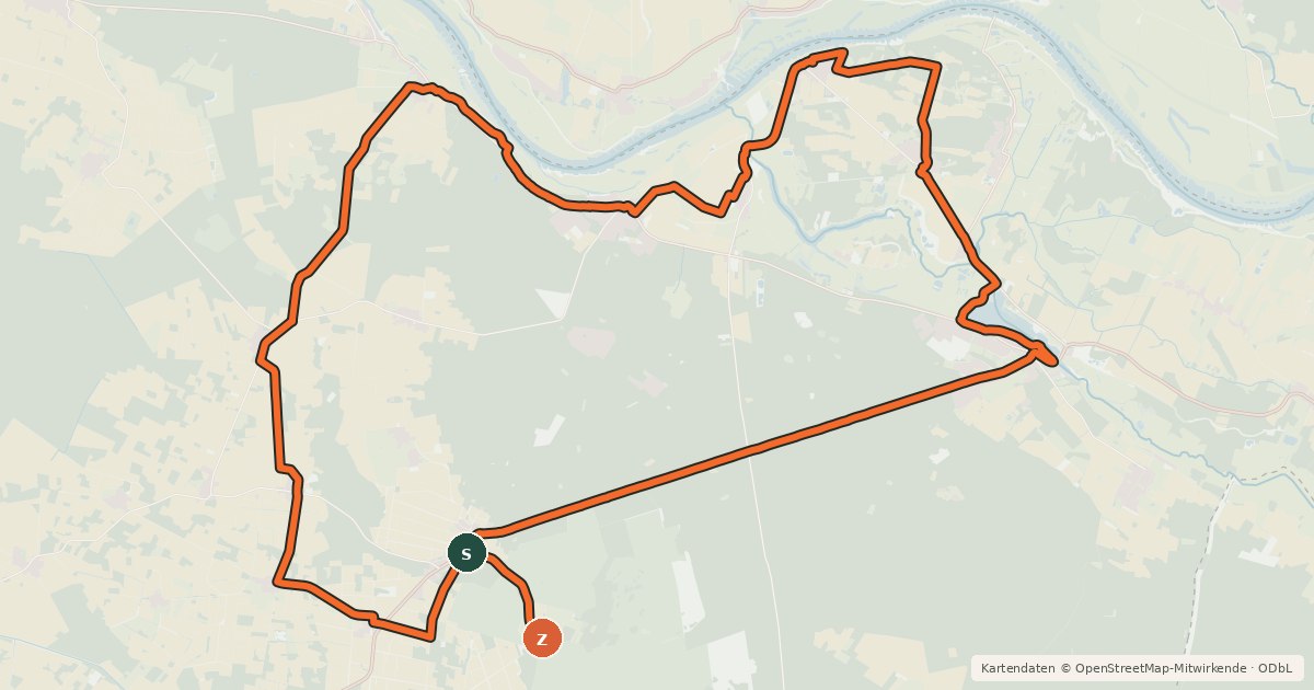 Kartenübersicht der Radroute Elbe-Heide-Tour