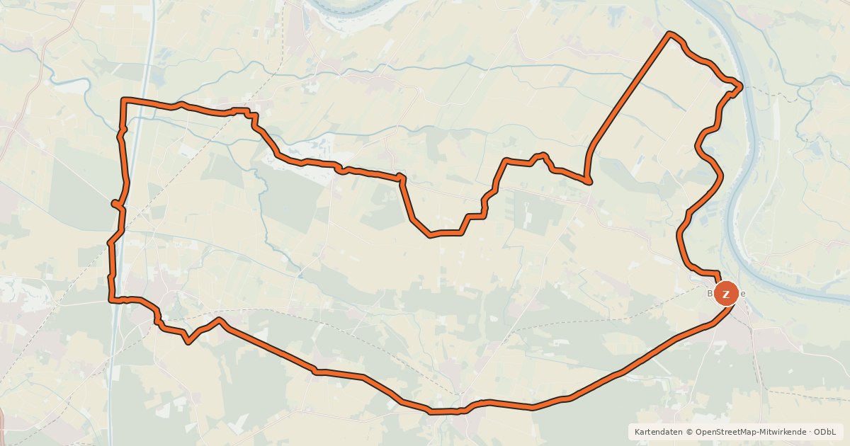 Kartenübersicht der Radroute Elbe-Land-Tour