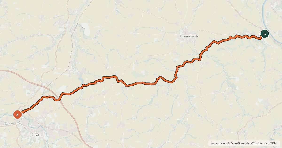 Kartenübersicht der Radroute Elbe-Mulde-Radweg