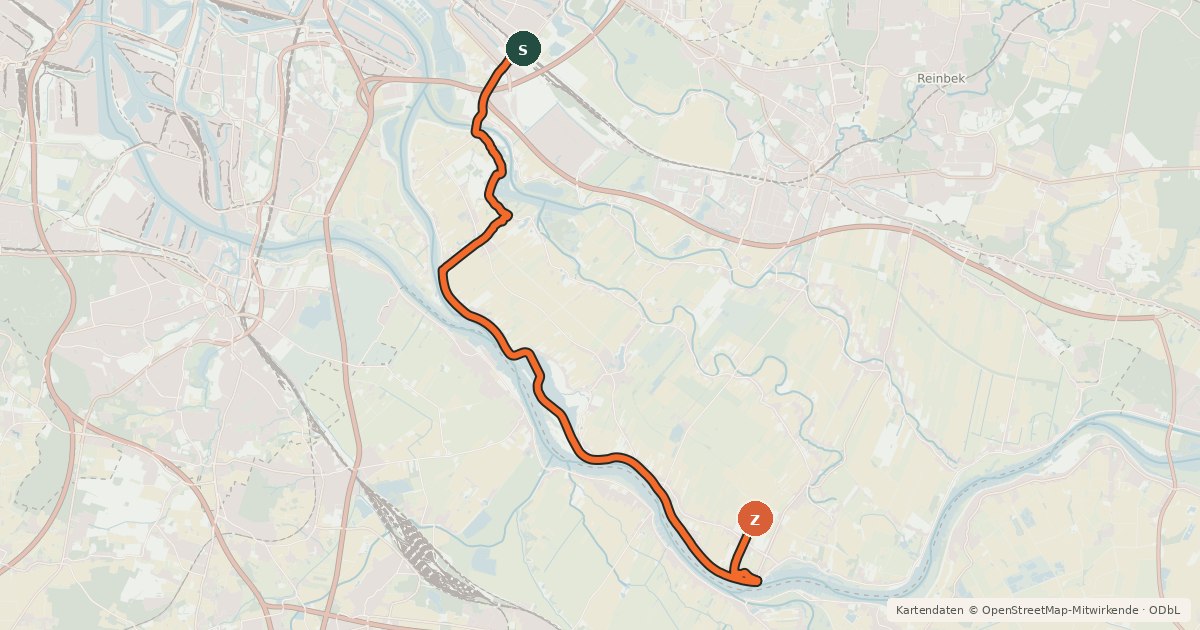Kartenübersicht der Radroute Elbkieker Tour