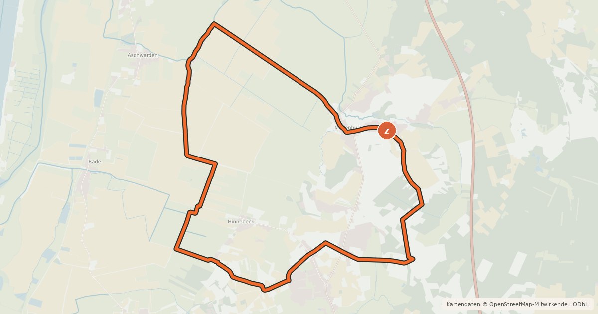 Kartenübersicht der Radroute Elfentour
