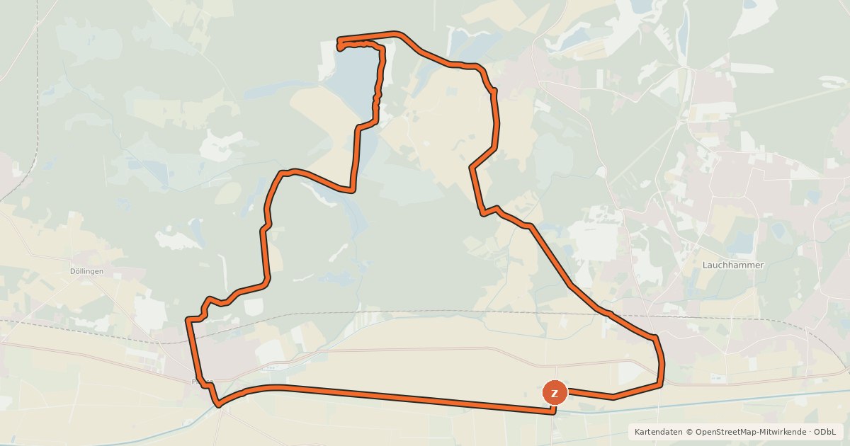 Kartenübersicht der Radroute Elster-Lauch-Tour