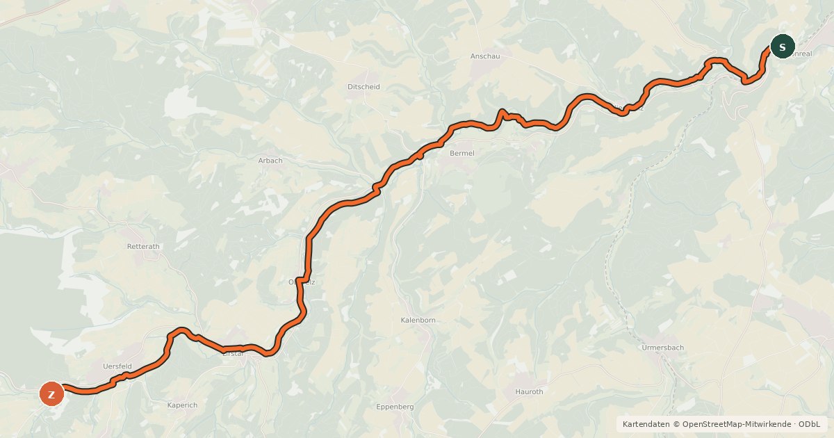 Kartenübersicht der Radroute Elztal-Radweg