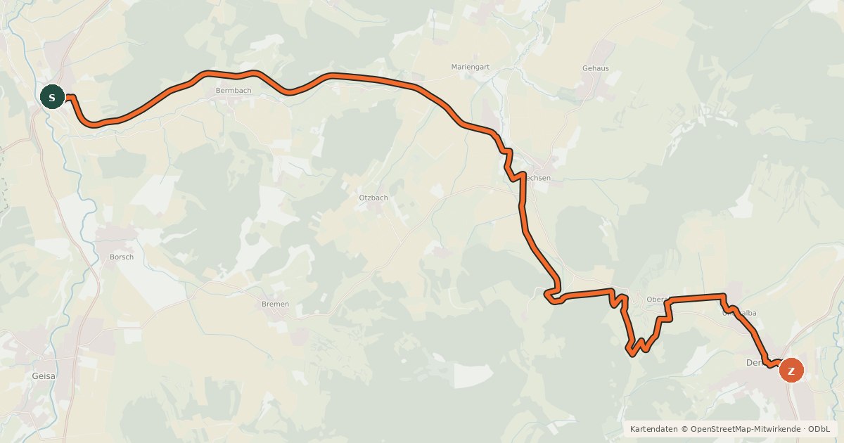 Kartenübersicht der Radroute Emberg-Radweg