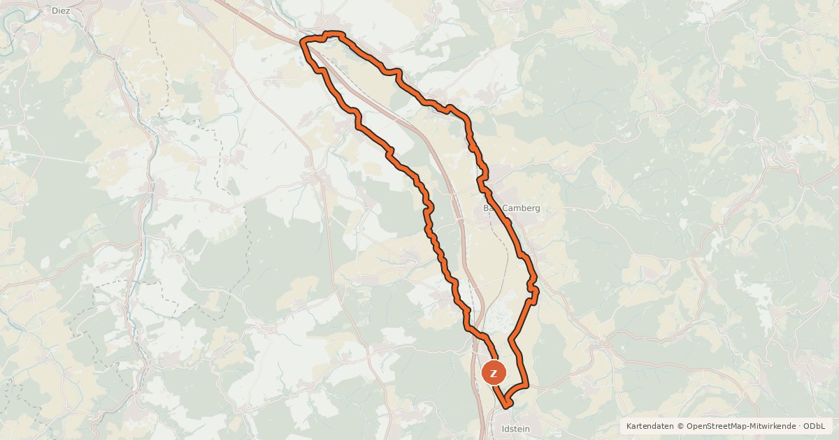 Kartenübersicht der Radroute Emsbach Wörsbach Radweg