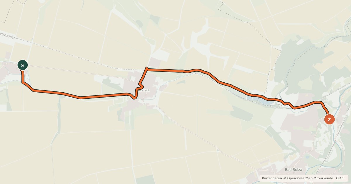 Kartenübersicht der Radroute Emsenbach-Radweg