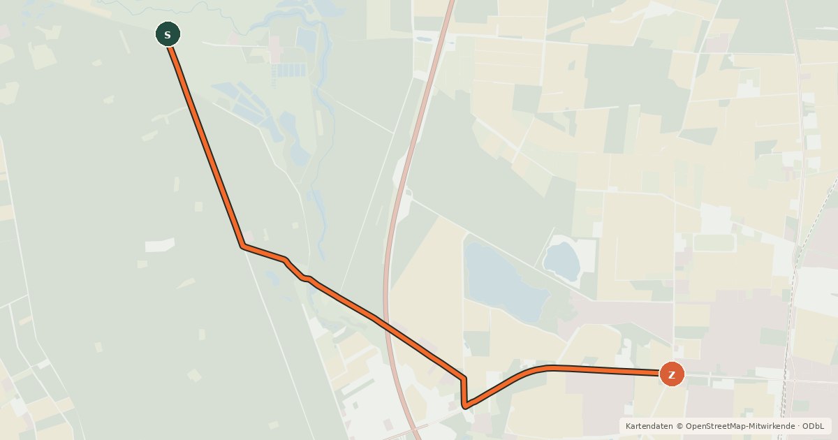 Kartenübersicht der Radroute Emstek (61) - Großenkneten (62)