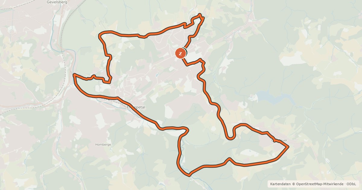 Kartenübersicht der Radroute EN14 [Ennepe-Ruhr-Kreis]
