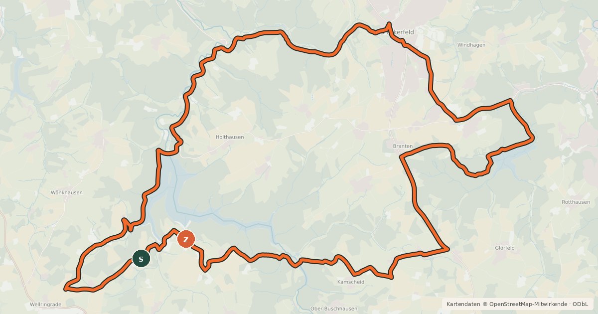 Kartenübersicht der Radroute EN7 [Ennepe-Ruhr-Kreis]